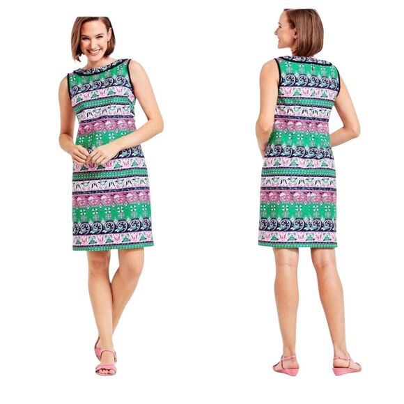Talbots Dresses & Skirts - TALBOTS $129 Sz 16p Fringe Trim Vibrant Floral Stripe Lined Dress Easter Preppy